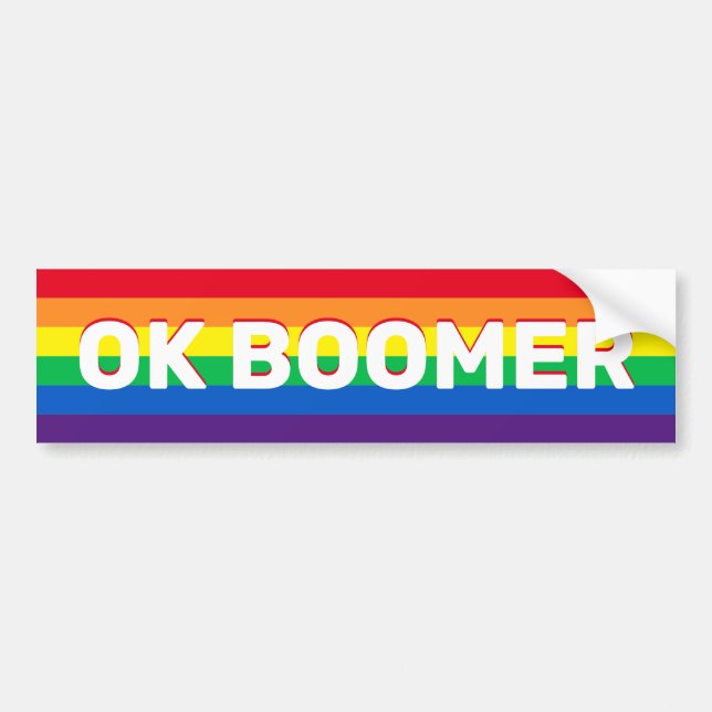 Adesivo Para Carro Rainbow Pride Flag Ok Boomer Memory (Frente)