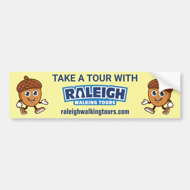 Adesivo Para Carro Raleigh Walking Tours Cute Acorn (Frente)