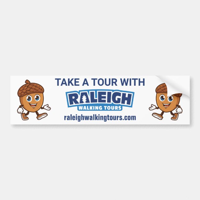 Adesivo Para Carro Raleigh Walking Tours Cute Acorn (Frente)