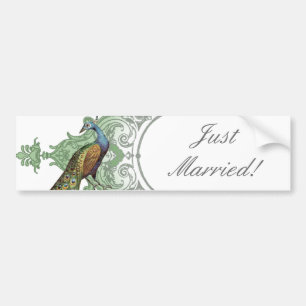 Adesivo Para Carro Recem casados Peacock Barroco - azul-aqua