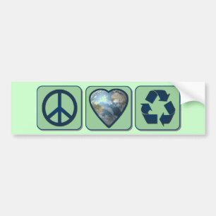 Adesivo Para Carro Reciclar Bumpersticker do amor da paz