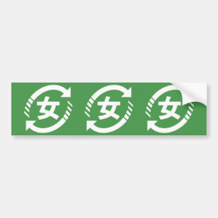 Adesivo Para Carro Reciclar Japonês Girls Símbolo Kanji Nihongo