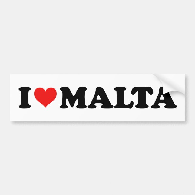 Adesivo Para Carro Red Love Heart I Love Malta Viagem Souvenir (Frente)