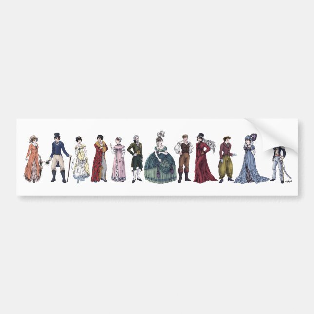 Adesivo Para Carro Regency Fashion Jane Austen Bumper Sticker (Frente)