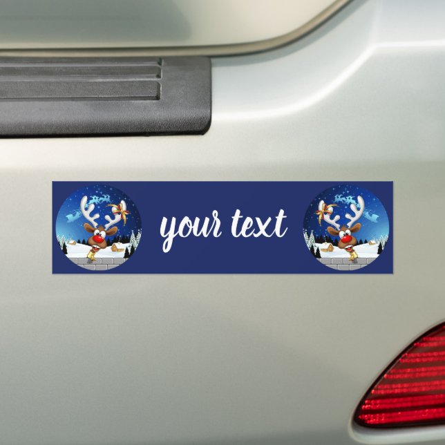 Adesivo Para Carro Rena Fofa Espiando Meme de Natal (No carro)