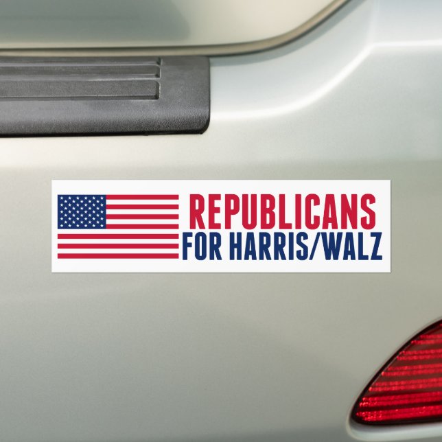Adesivo Para Carro Republicanos pela Harris Walz American Flag (No carro)