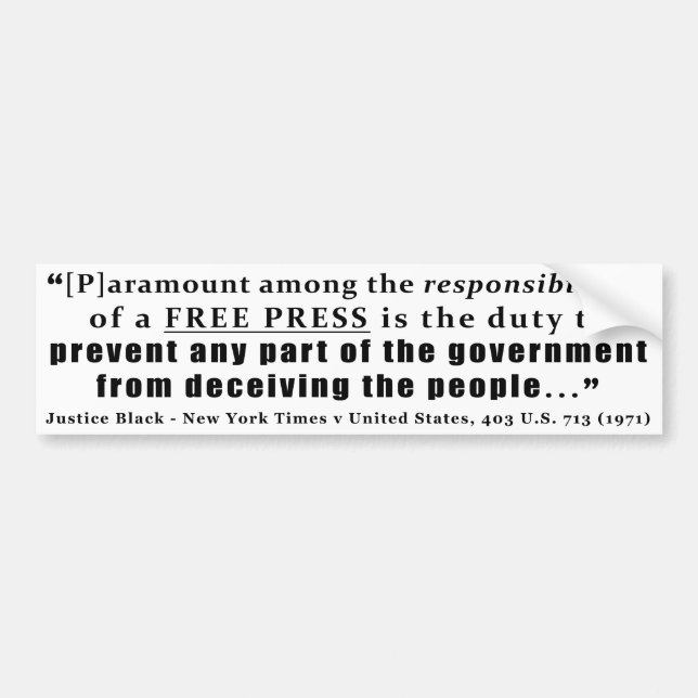 Adesivo Para Carro Responsabilidades de umas citações da imprensa (Frente)