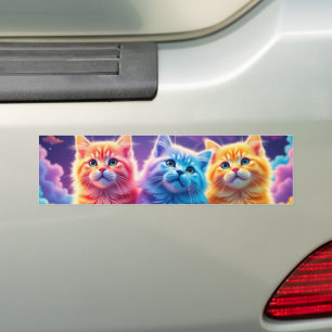 Adesivo Para Carro Retrato do Trio de Gatinhos Elétricos