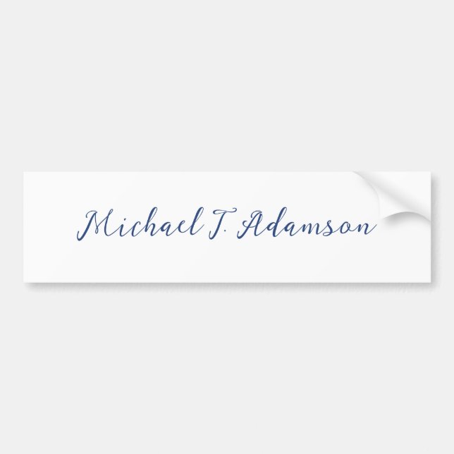 Adesivo Para Carro Retro Style Elegant Plain White Calligraphy Name (Frente)