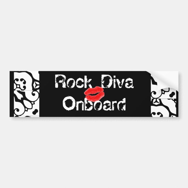 Adesivo Para Carro "Rock Diva Onboard Bumper Sticker" - Personalizáve (Frente)