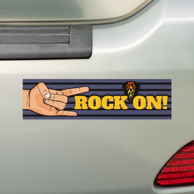 Adesivo Para Carro Rock On! Rock and Roll Music (No carro)