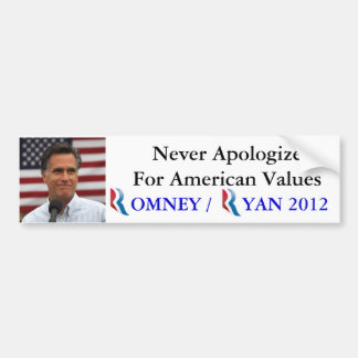 Adesivo Para Carro Romney/Ryan 2012 nunca desculpa-se por América