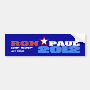 Adesivo Para Carro Ron Paul 2012 (liberdade, prosperidade e paz)