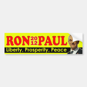 Adesivo Para Carro Ron Paul 2012 - Liberdade, prosperidade, paz