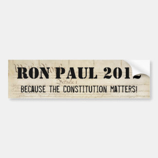 Adesivo Para Carro Ron Paul 2012 - Porque a constituição importa