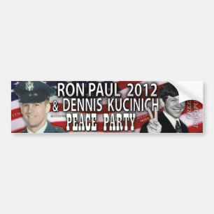 Adesivo Para Carro Ron Paul & partido 2012 da paz de Dennis Kucinich