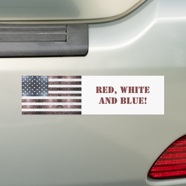 Adesivo Para Carro Rustic Red White Blue Sparkles bandeira dos EUA co (No carro)