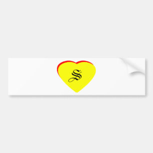 Adesivo Para Carro "S" Casamento Vermelho Amarelo Coração Convite O M