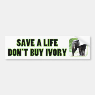 Adesivo Para Carro Salvar a vida de um elefante, não compre o marfim