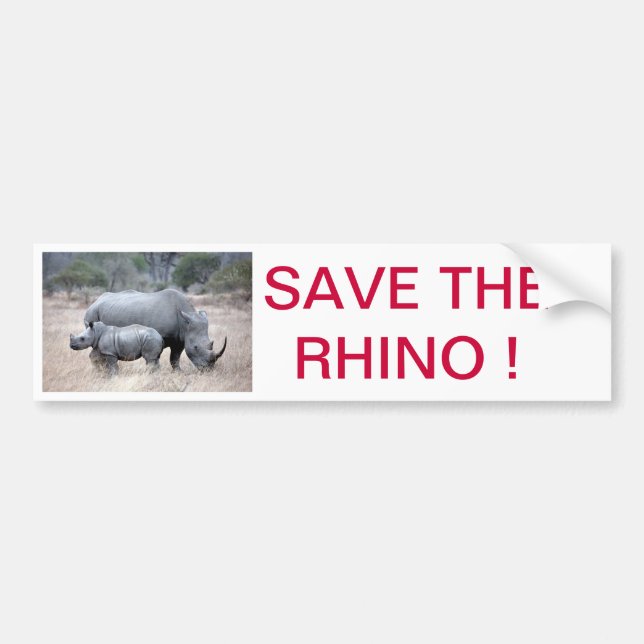 Adesivo Para Carro Salvar o rinoceronte! (Frente)