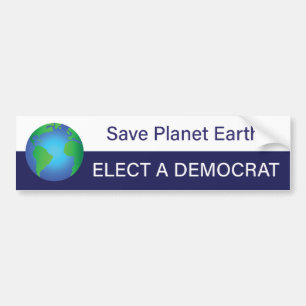 Adesivo Para Carro Salvar planeta Terra; Eleve um democrata
