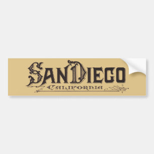 Adesivo Para Carro San Diego Vintage Typeface Bumper Sticker