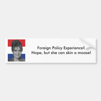 Adesivo Para Carro Sarah Palin, experiência da política externa?