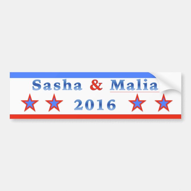 Adesivo Para Carro Sasha & Malia para o presidente 2016! (Frente)