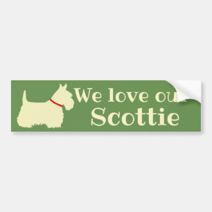 Adesivo Para Carro Scottish Terrier, amamos nosso Scottie/whaten/red
