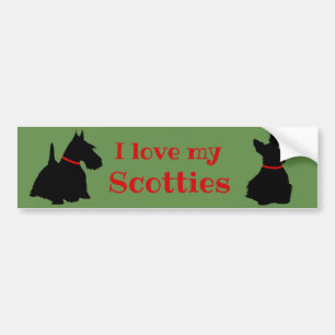 Adesivo Para Carro Scottish Terrier, eu amo meus Scotties/preto