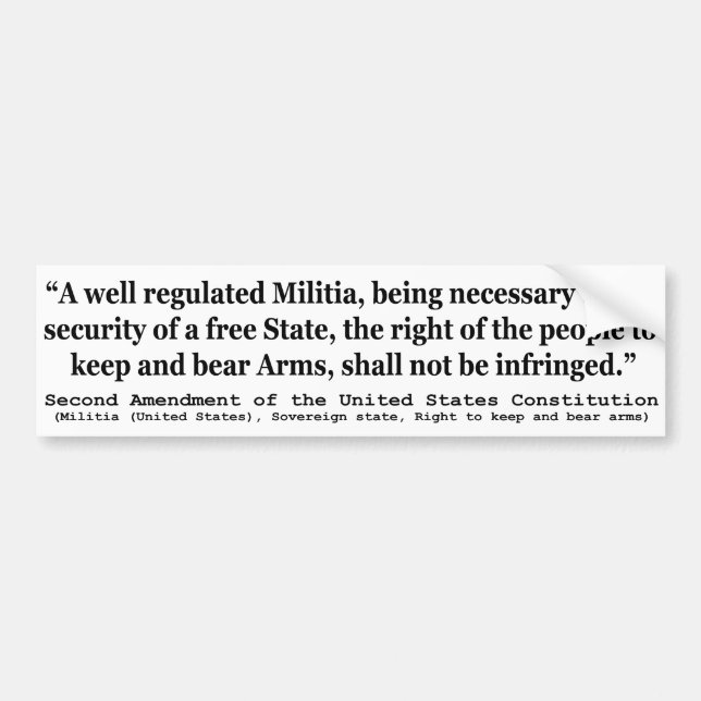 Adesivo Para Carro Segunda Emenda à Constituição dos Estados Unidos (Frente)