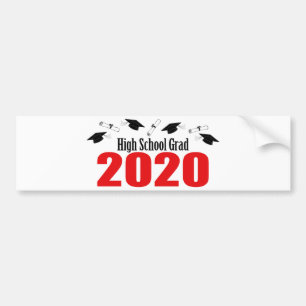 Adesivo Para Carro Segundo grau 2020 Bonés E Diplomas (Vermelho)