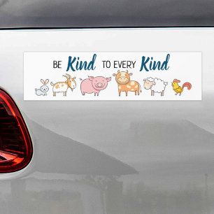 Adesivo Para Carro Seja gentil com todos os tipos de animais veganos