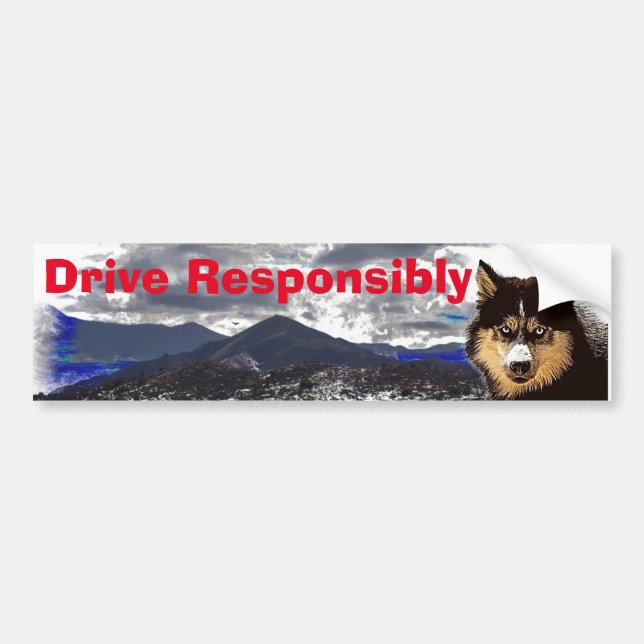 Adesivo Para Carro Siberian Husky Bumper Sticker (Frente)