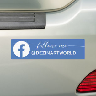 Adesivo Para Carro Siga-me Página de Mídia Social Facebook Preto e Br