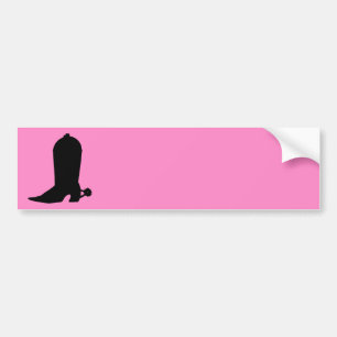 Adesivo Para Carro Silhueta Boot da Cowgirl a rosa