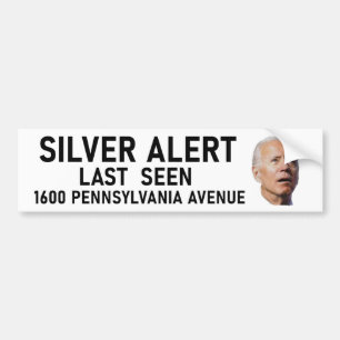 Adesivo Para Carro Silver Alert Joe Biden Bumper Sticker