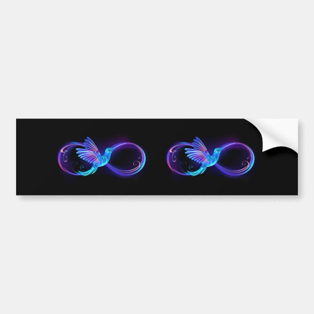 Adesivo Para Carro Símbolo Neon Infinity com Hummingbird brilhante (Frente)