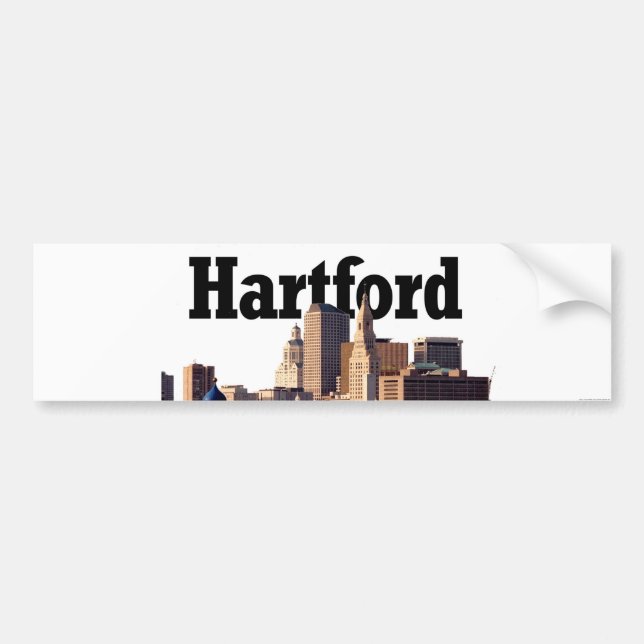 Adesivo Para Carro Skyline de Hartford CT com o "Hartford" no céu (Frente)