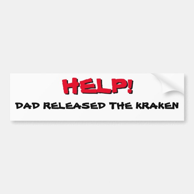 Adesivo Para Carro Socorro! Pai solta o vermelho Kraken em preto (Frente)
