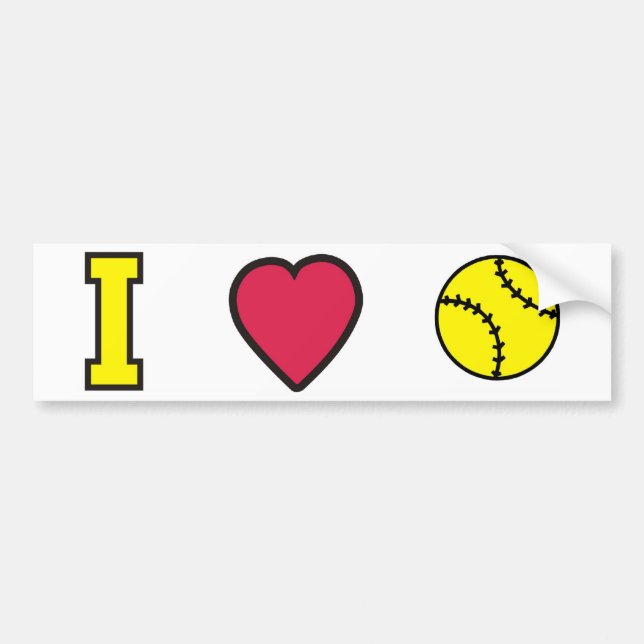 Adesivo Para Carro Softball mim coração (Frente)