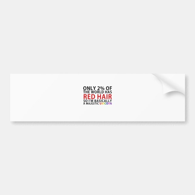 Adesivo Para Carro Somente 2 por cento do mundo têm o cabelo vermelho (Frente)