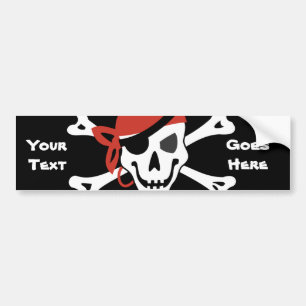 Adesivo Para Carro Sorrindo Jolly Roger com seu texto personalizado