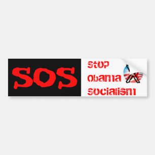 Adesivo Para Carro SOS, Parem com o Socialismo Obama