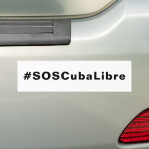 Adesivo Para Carro #SOSCubaLibre, carro branco preto em Cuba