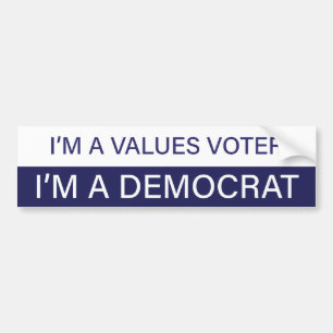Adesivo Para Carro Sou um votante de valores. Sou um democrata