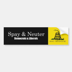 Adesivo Para Carro Spay e Neuter Liberals Bumpersticker