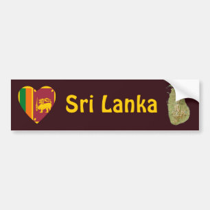 Adesivo Para Carro Sri Lanka Flag Heart + Bumper Sticker