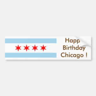 Adesivo Para Carro Sticker Flag de Chicago, Feliz aniversário dos EU