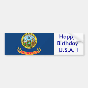Adesivo Para Carro Sticker Flag de Idaho, Feliz aniversário dos EUA!